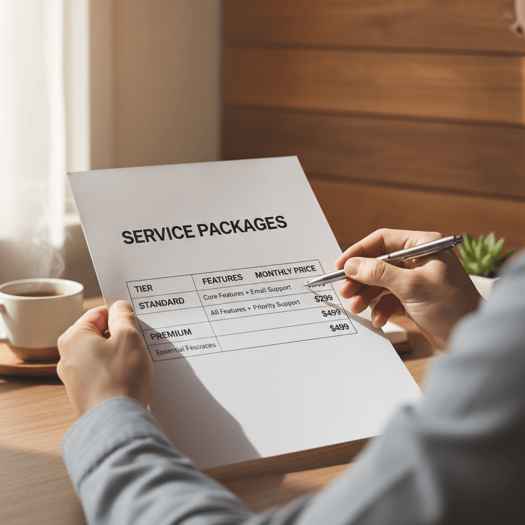 Service pricing proposal with transparent rates