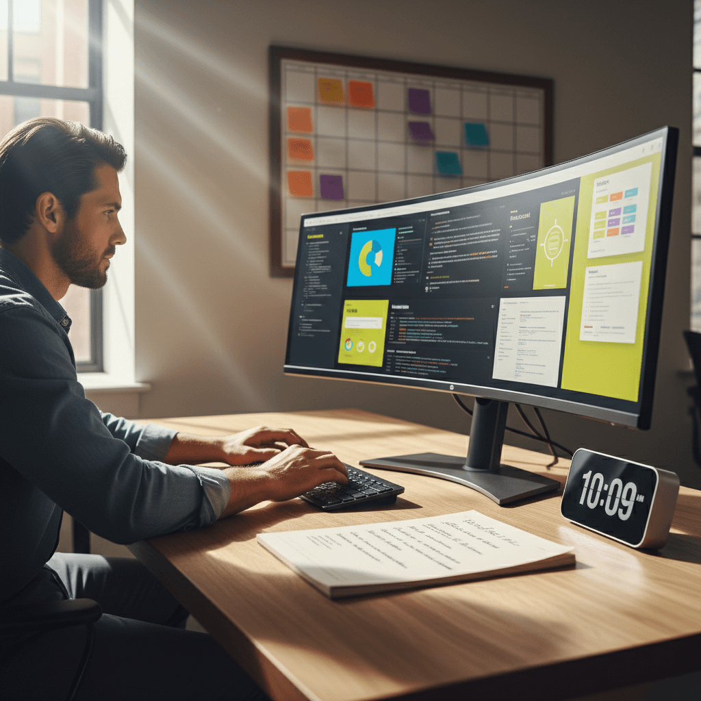 Productive workspace showing fast project execution
