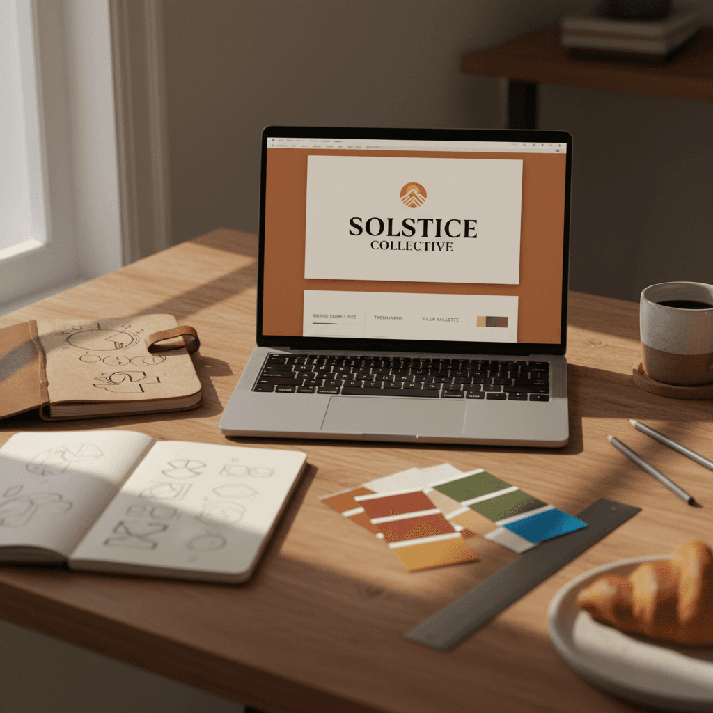 Brand identity design workspace