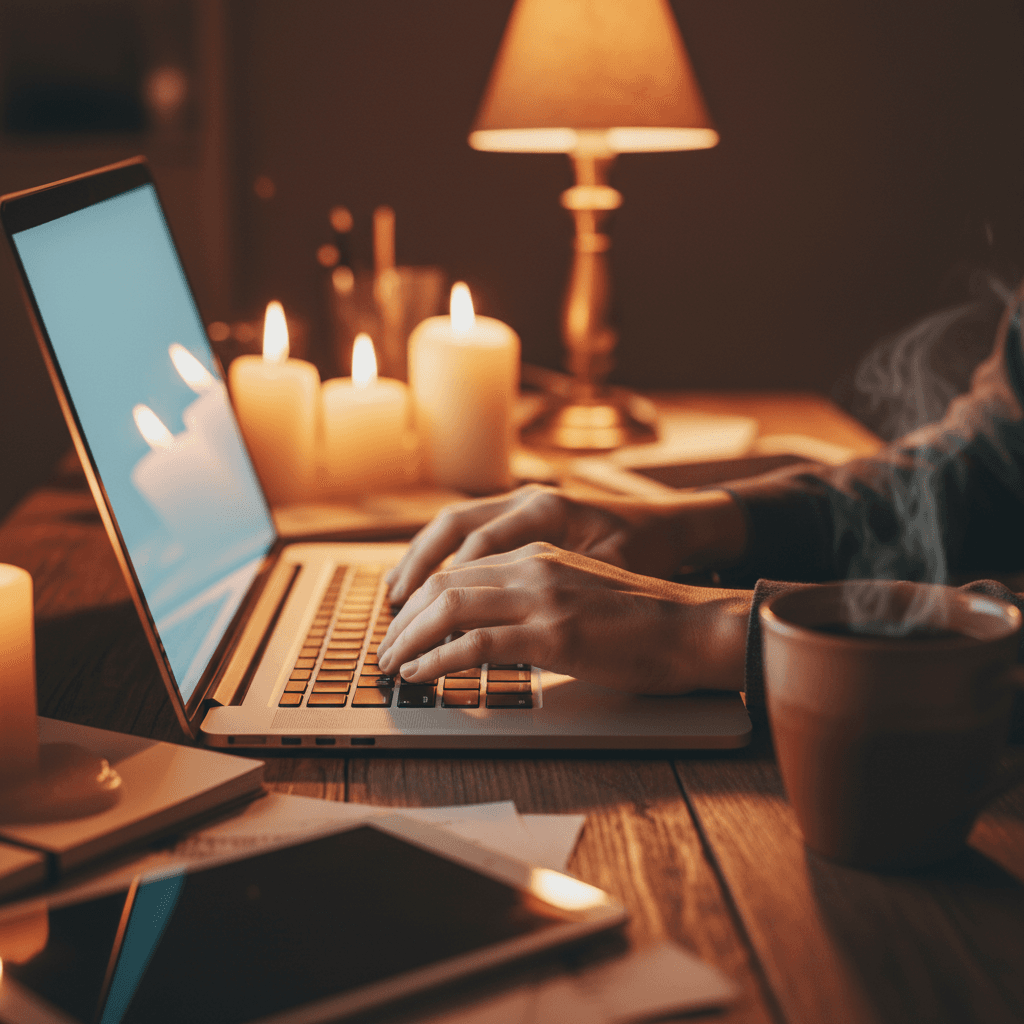 Hands typing on laptop during digital marketing work